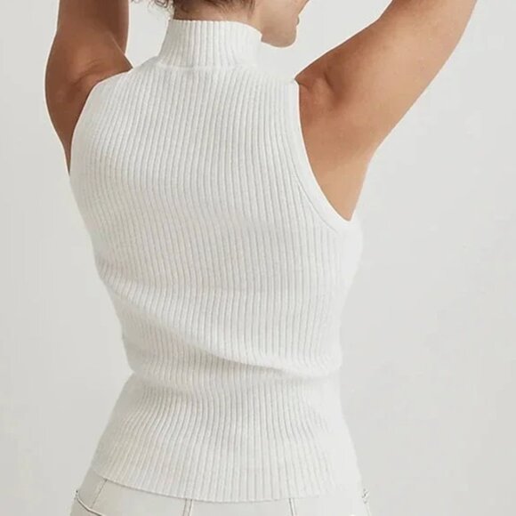 Madewell Wide Rib Mockneck Sweater Tank cream XL - Picture 2 of 5